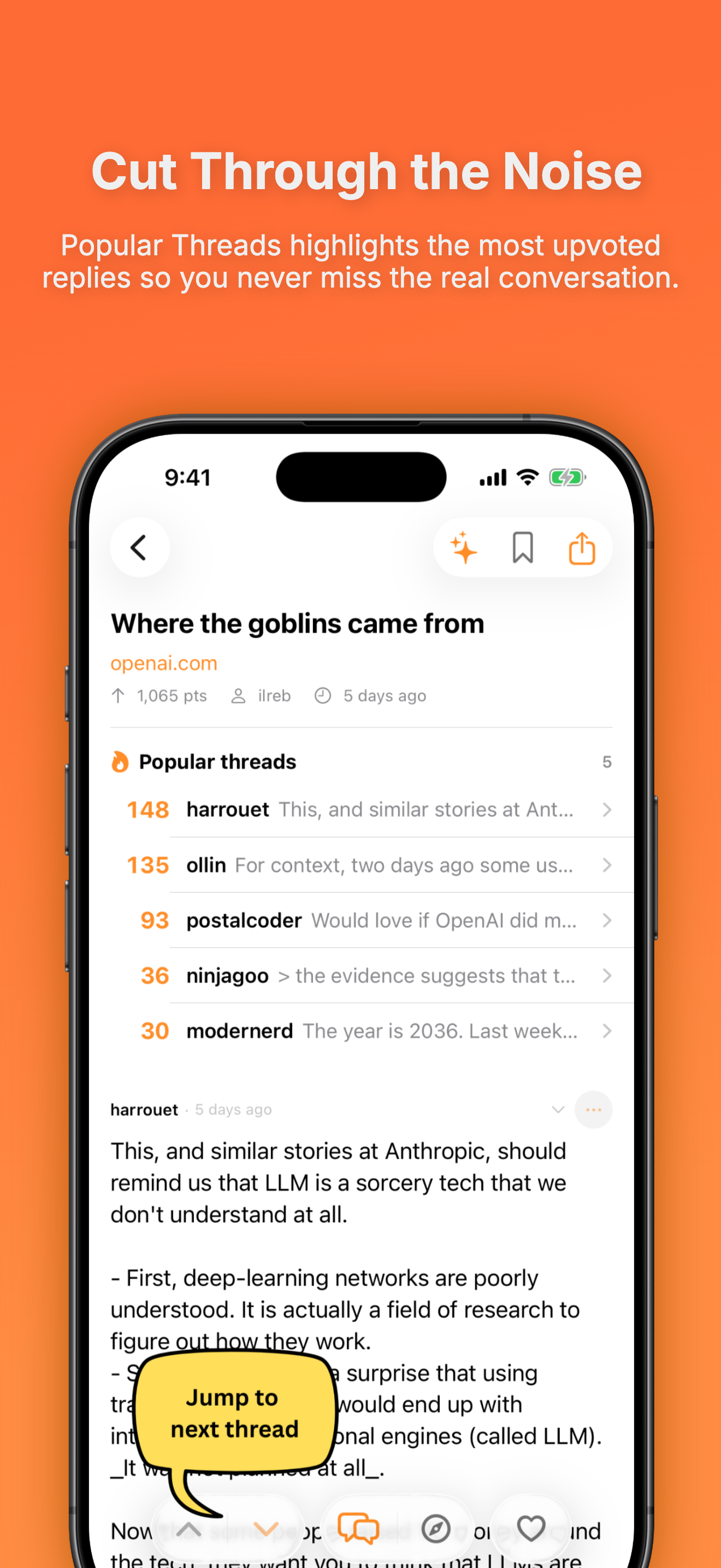 Popular Threads view surfacing the most-upvoted replies