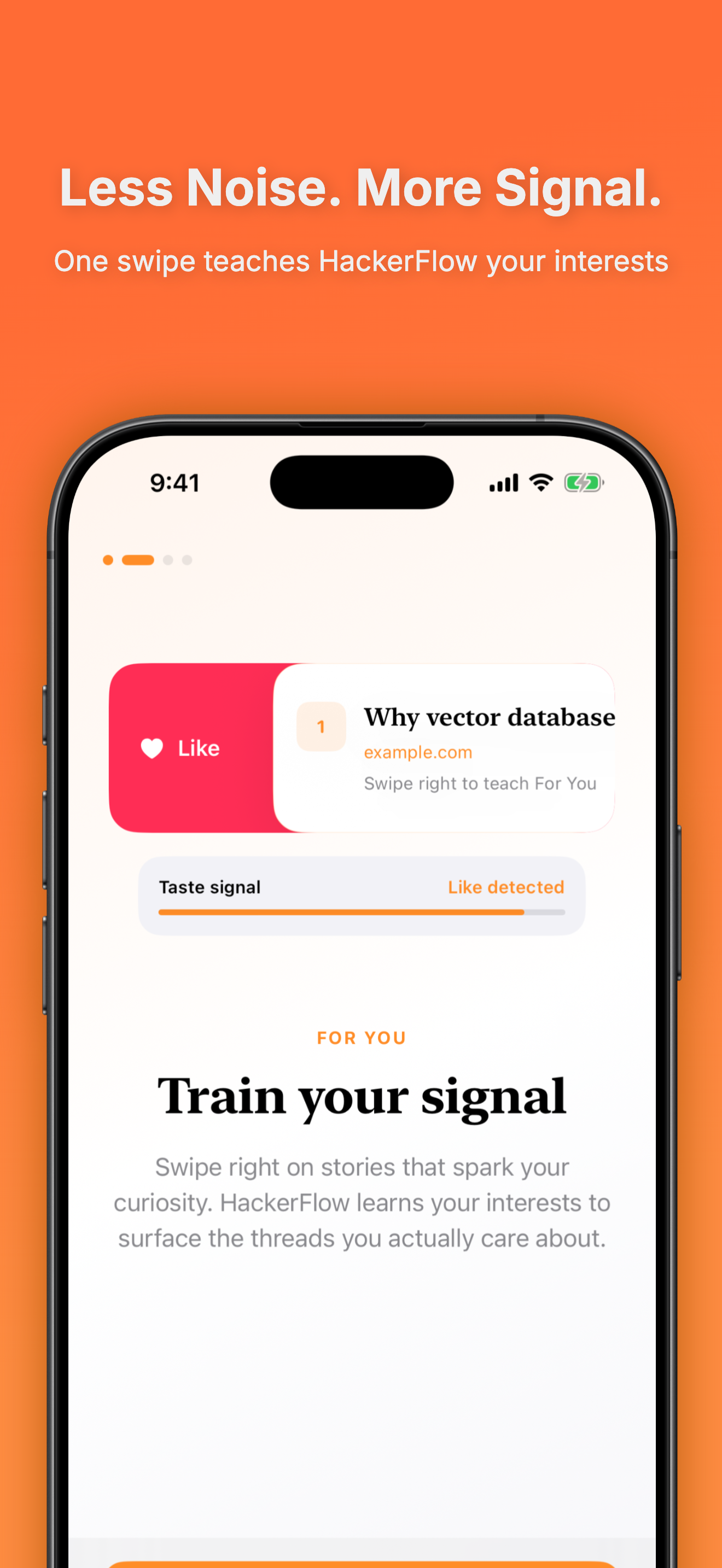 Swiping right on a story to train the feed